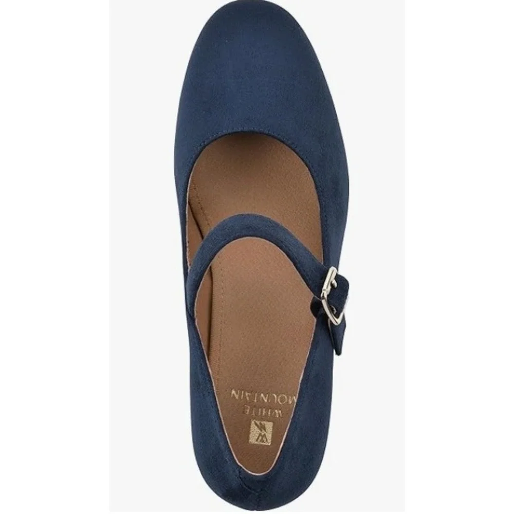 White Mountain Womens Shoes Frenzies‎ Navy Mary Janes Chunky Heel